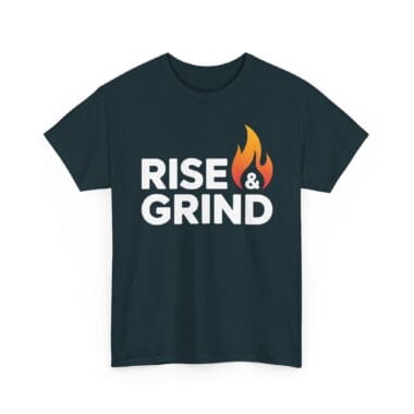 rise and grind black t-shirt front print