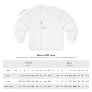 motivational long sleeve tee gift size chart