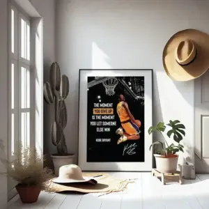 Kobe Bryant slam dunk inspirational canvas print detail gold quote