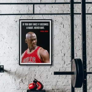 Close-up of Michael Jordan motivational poster - championship canvas art with detailed dunk pose
