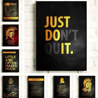 Motivational quote canvas poster featured image - black gold letters inspirational wall art for office living room