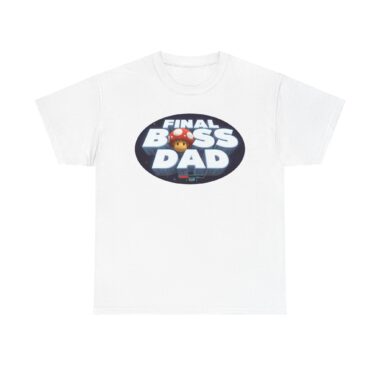 Gamer Dad T-Shirt black with Final Boss Dad design, flat lay
