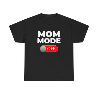 Charcoal Mom Mode OFF t-shirt with bold toggle graphic, unisex burnout relief tee