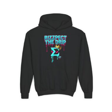 Gen Alpha Slang Hoodie showing the kangaroo pocket and ribbed cuffs detail.
