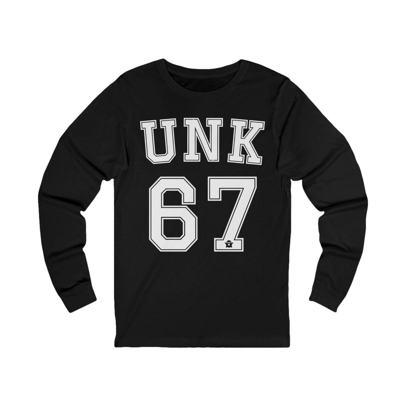 Black Unk 67 Long Sleeve Tee with Six Seven brainrot graphic.