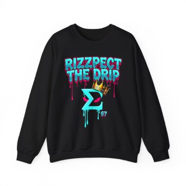 Oversized sigma drip sweatshirt with cyberpunk neon design, smiling, styled with baggy jeans for a streetwear look.