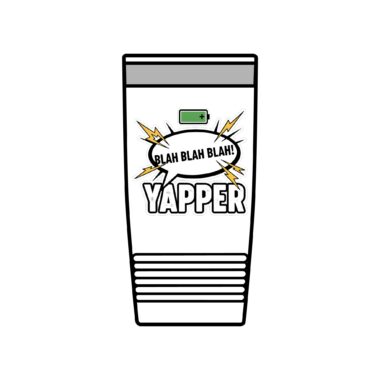 Black Polar Camel 20oz tumbler with Professional Yapper meme graphic.