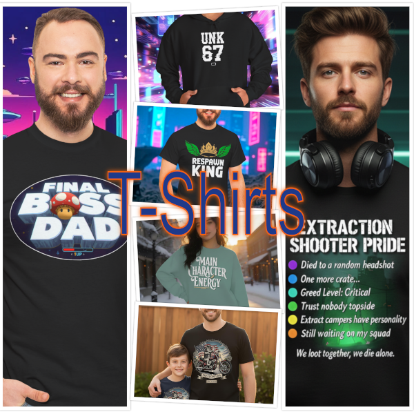 Collection of funny tees and humorous shirts sure to amuse and make others laugh.