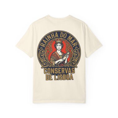 Portuguese Sardine Tin Tee back print on Ivory Comfort Colors shirt