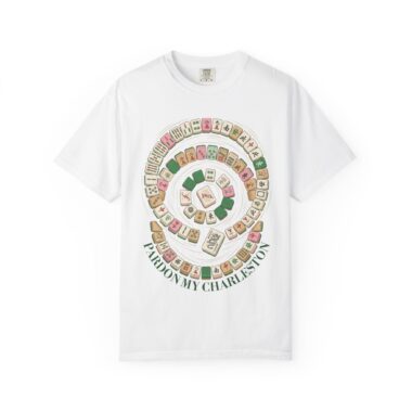 Funny Mahjong shirt front view pardon my charleston text with tile spiral