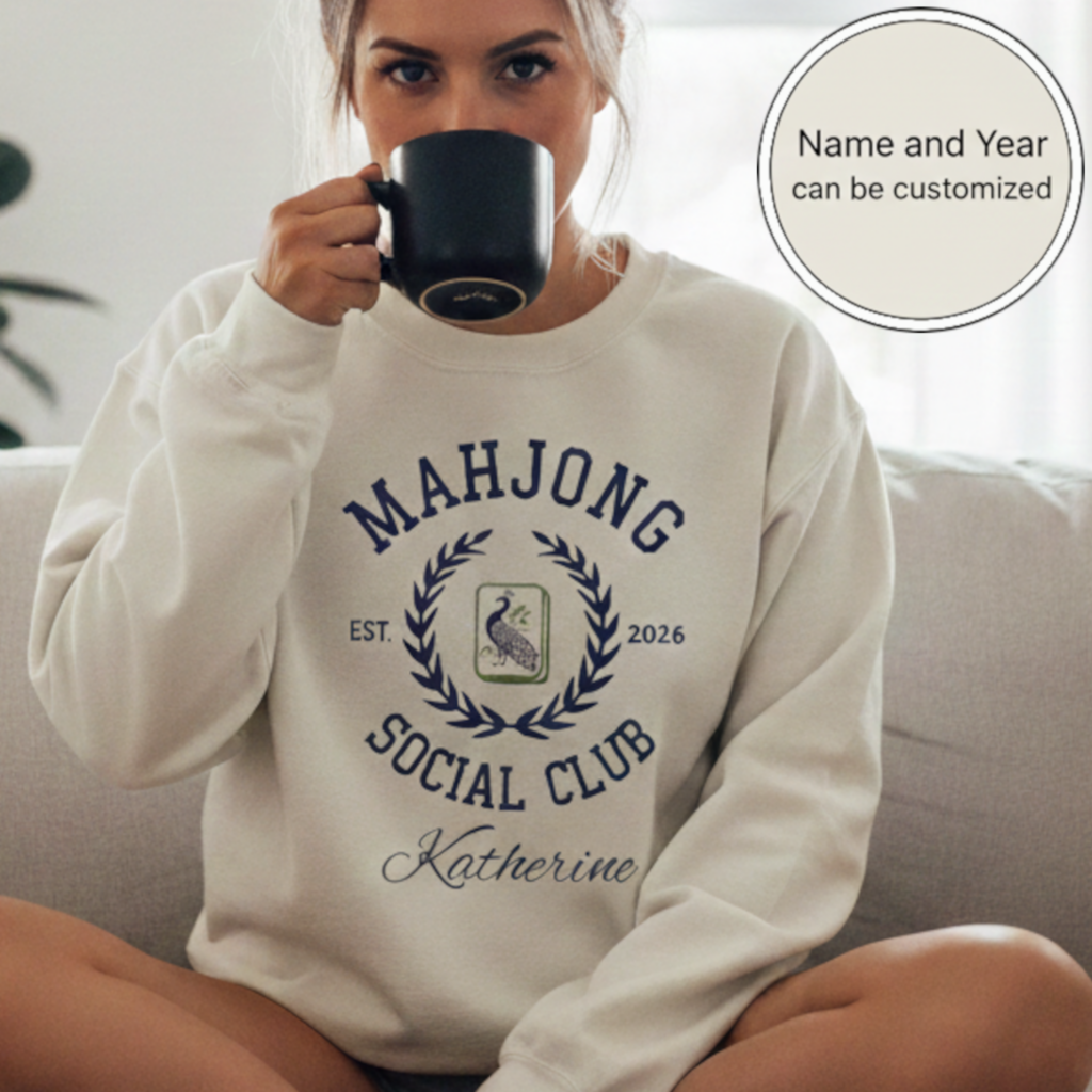 Tournament ready Mahjong outfit featuring oversized Comfort Colors sweatshirt