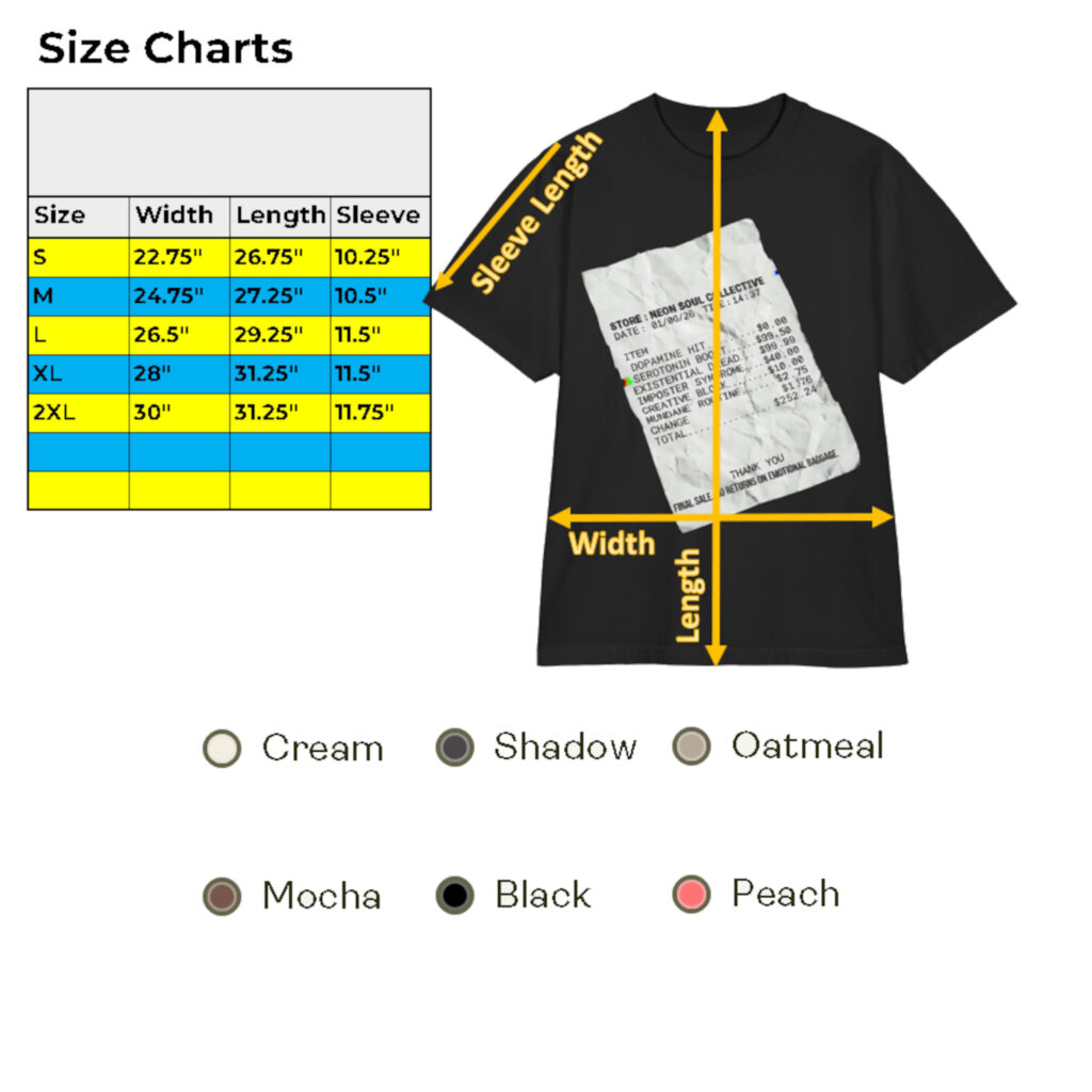 Drop shoulder oversized fit existential dread shirt size comparison
